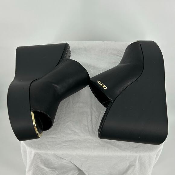 Women's Black Gold Toe DKNY Pen Platform Wedge Sandals Sz 9.5M LRT-2308 - Picture 5 of 8